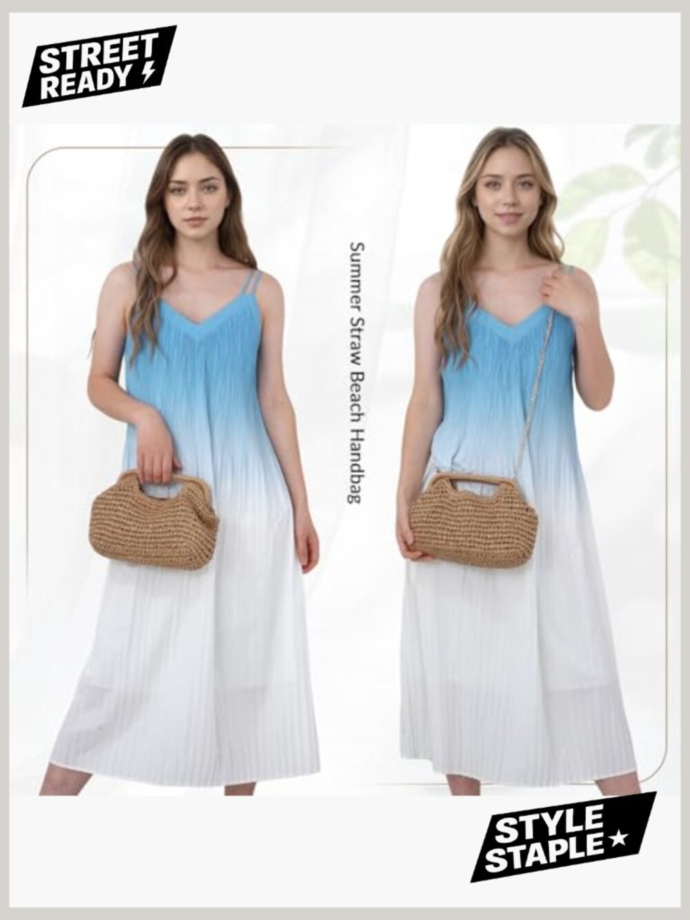 Woven Straw Dumpling Clutch Bag for Women Summer Beach - Picture 3 of 7